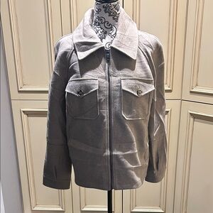 Avec Les Filles relaxed fit bomber jacket in oatmeal colour